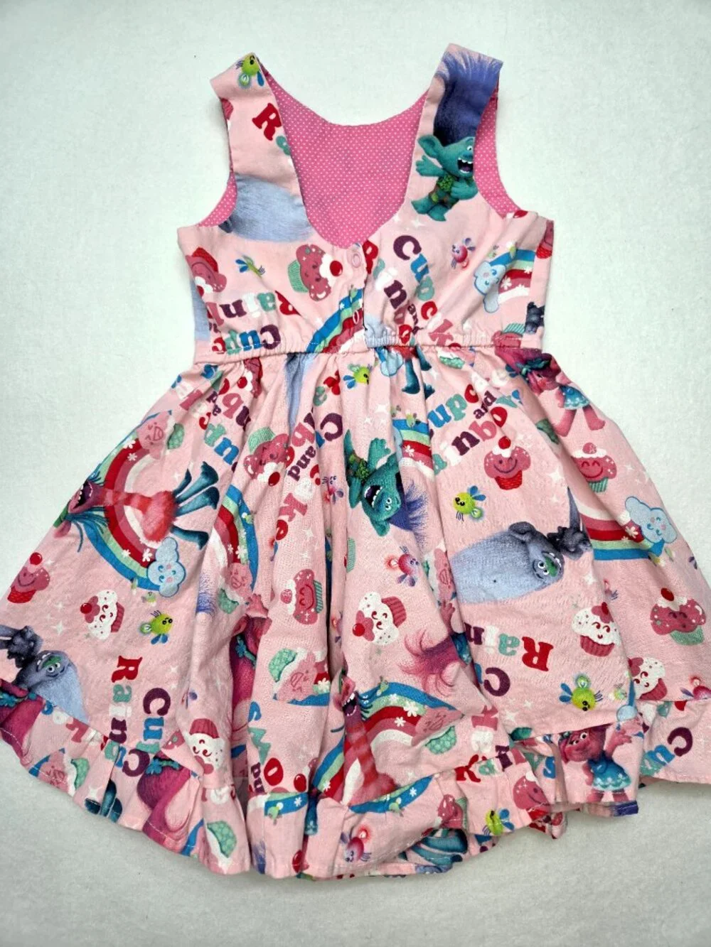 Boutique Trolls Inspired Toddler Dress Pink Cupcakes Rainbows Poppy Girls Sz 2T